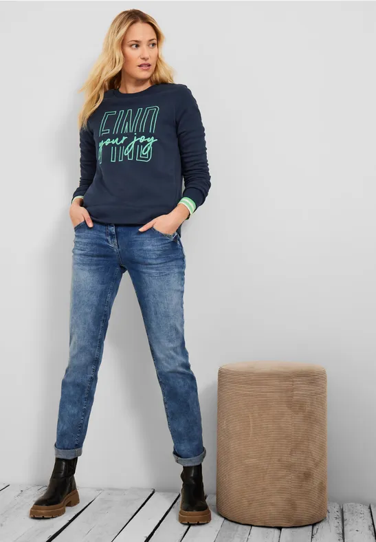 Basic Sweatshirt mit Wording
