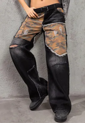 WD527 Damen Jeans im Punk Look